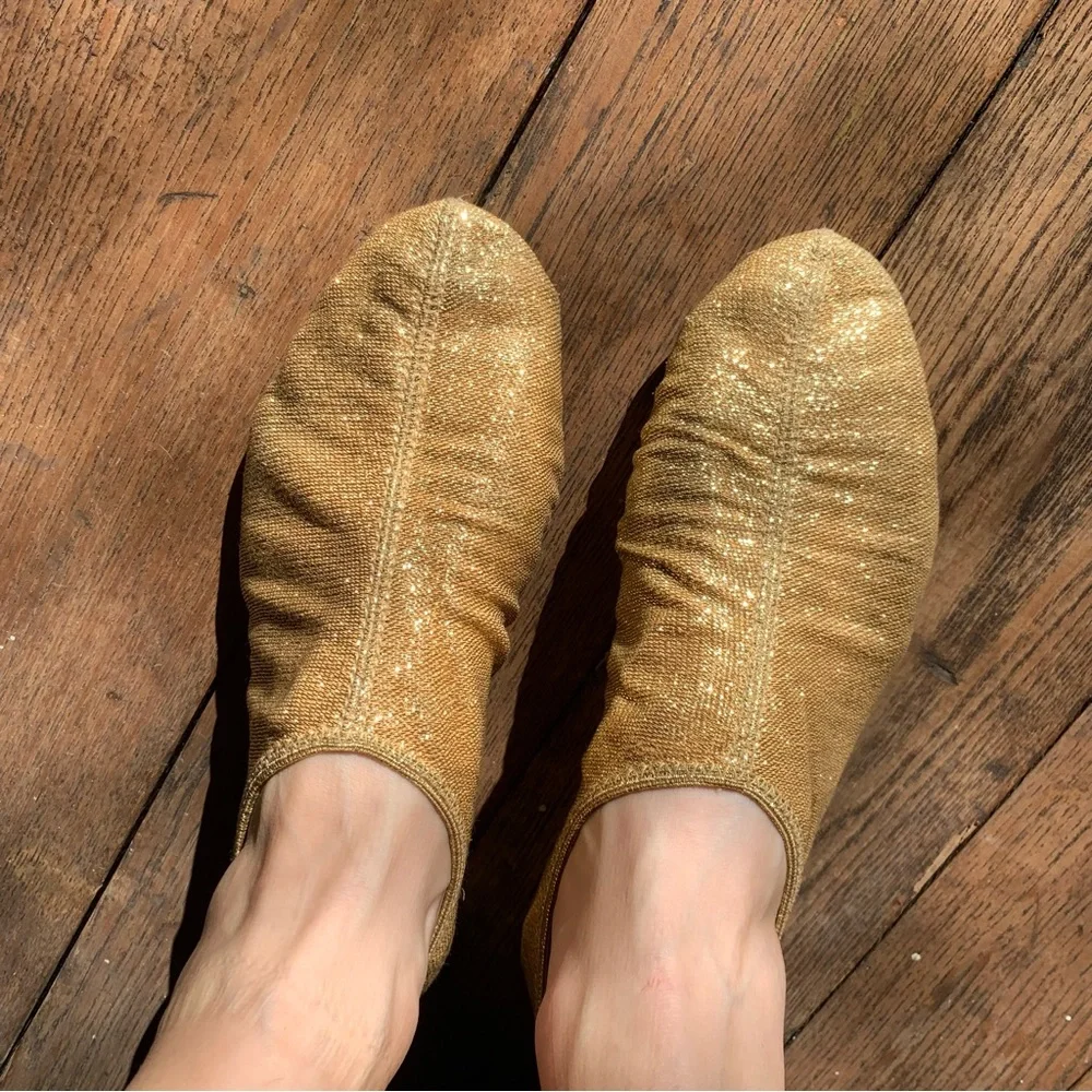 Vintage 60s gold lame lurex sparkling party ballet flats - Picture 3 of 9